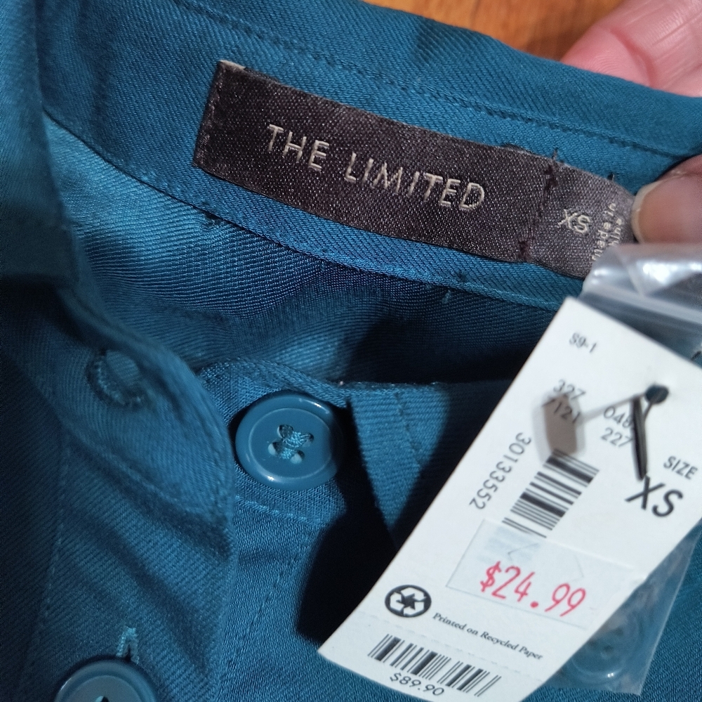 Pick 3/$10 ⭐ The Limited Safari Style Shirt Dress, Dark Teal, Women's XS - Picture 2 of 16